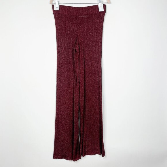 2/$30 ZARA Knit Wide Leg Pullon Palazzo Pants Elastic Waist Red Medium #5737 - Picture 3 of 12